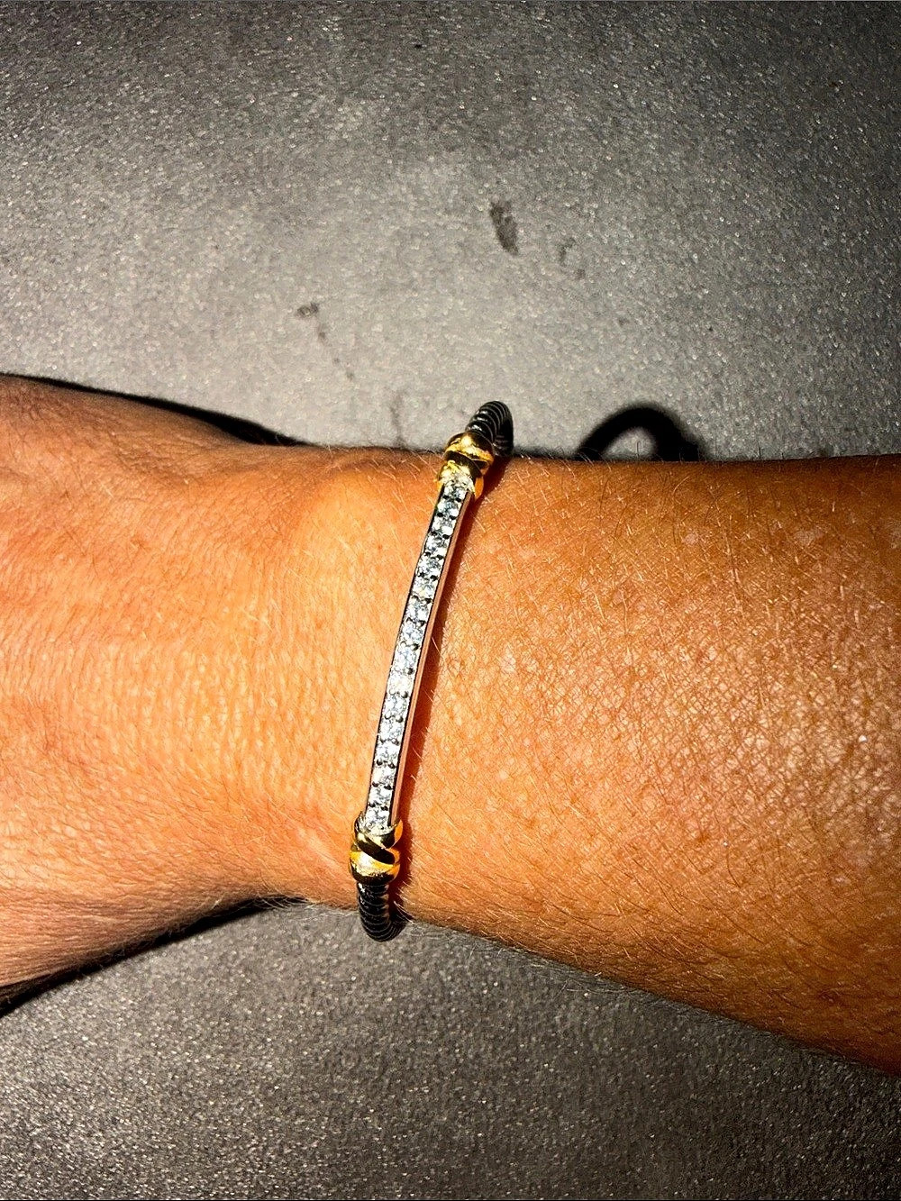 David Yurman Buckle Classic Cable Bangle Bracelet with Rhinestones Silver Gold
